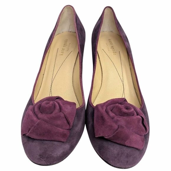 Kate Spade Bloom Purple Suede 3D Rose Flower Pump Heels Womens 9 - Picture 2 of 7